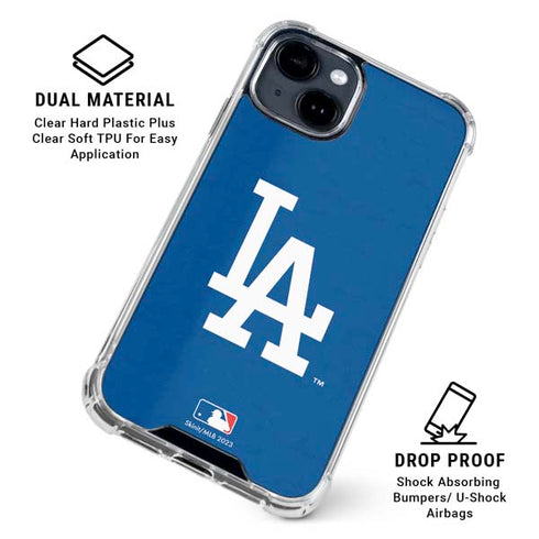 MLB Los Angeles Dodgers - Solid Distressed iPhone 15 Clear Case